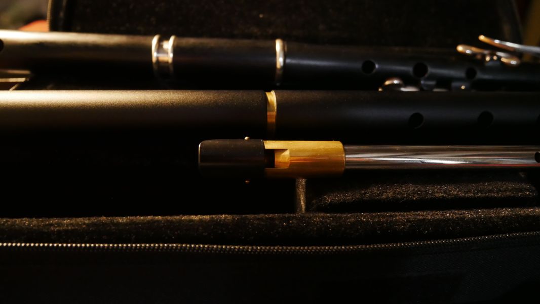 De haut en bas : wooden flute (ou irish flute), low whistle et tin whistle